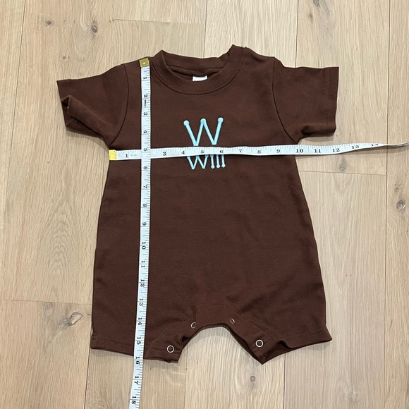 Monogrammed W Will Baby Boys Romper Shorts One Piece Jon Jon Shortall 6-12 month - Picture 9 of 10